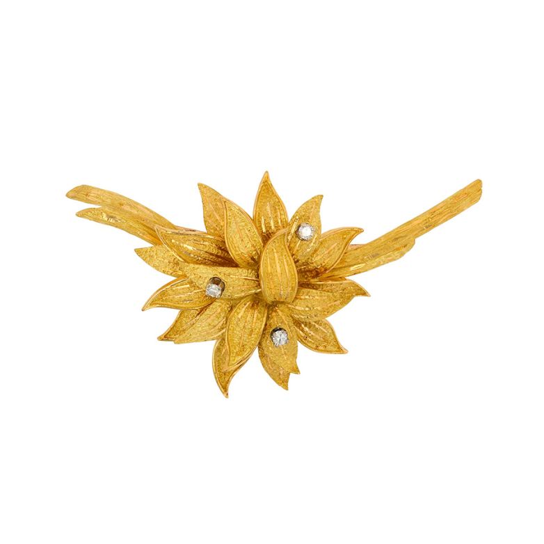 Broche vintage diamants 0.12 carat or jaune 18.23g Comme neuf -  reconditionné disponible sur Gemme Les Bijoux